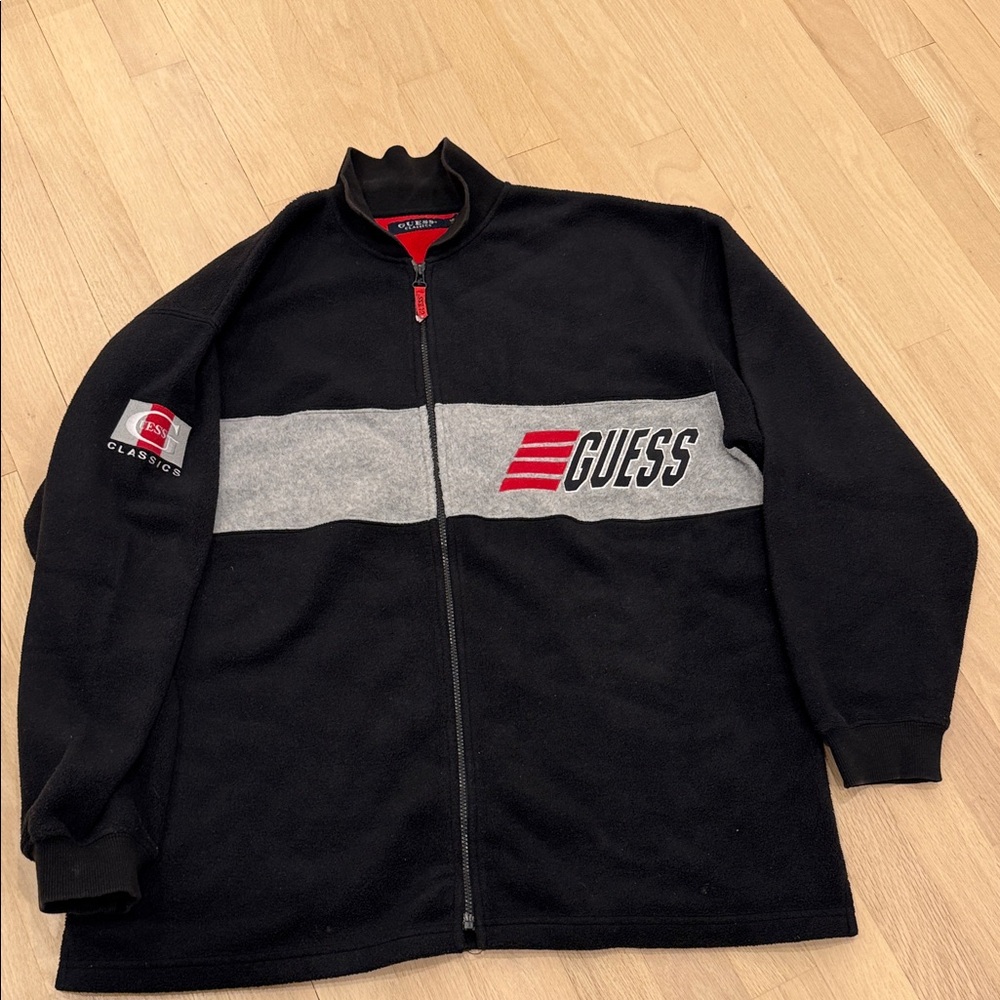 Vintage fleece guess zip up